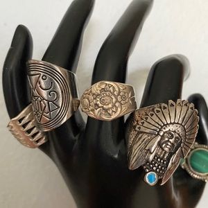 Silver rings spoon malachite pinky chief Celtic